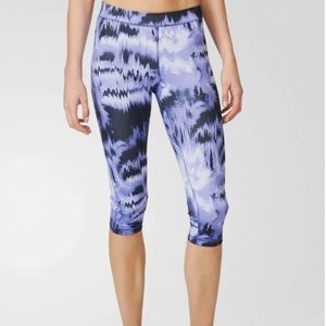NEW Adidas Pants Women’s Medium Climalite Techfit Capri Purple Print Workout